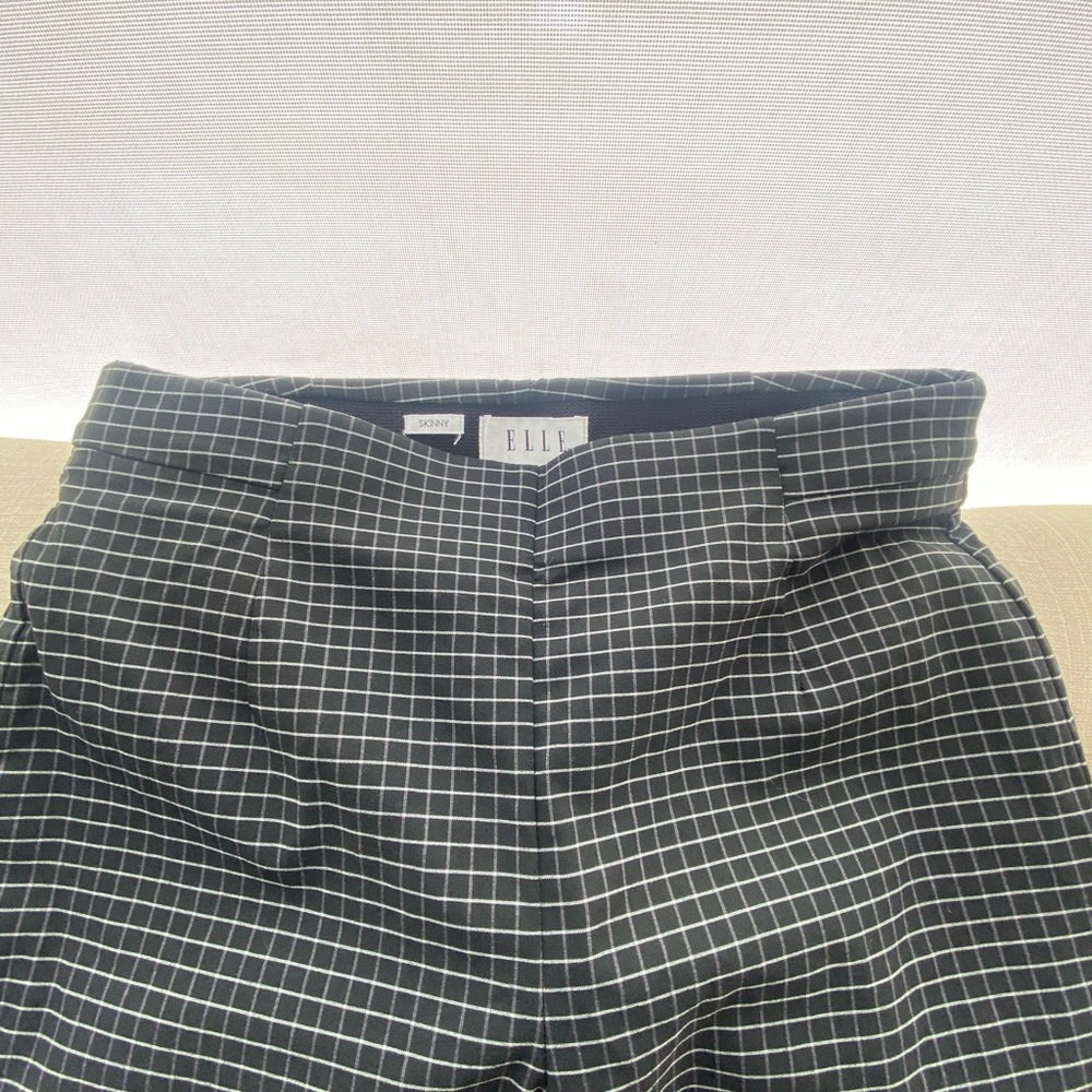 Elle Black and White Dress Pants with Checkered Pattern